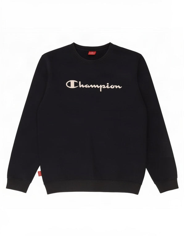 Champion Herre Grafisk Sweatshirt Jumper Large Sort Bomuld