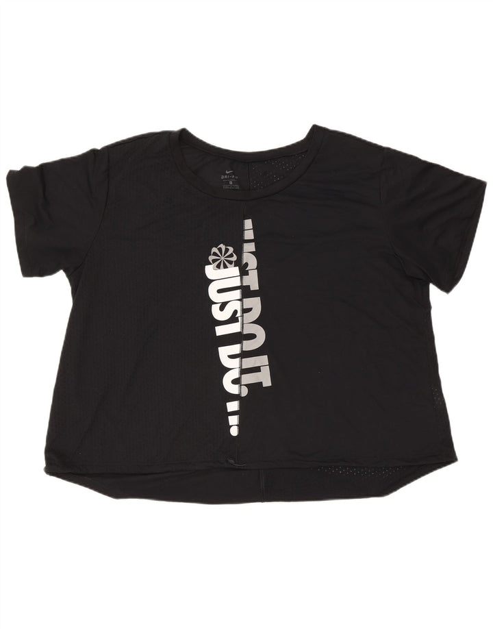 Nike Dame Dri Fit Oversized grafisk T-shirt top UK 20 2XL Sort Polyester