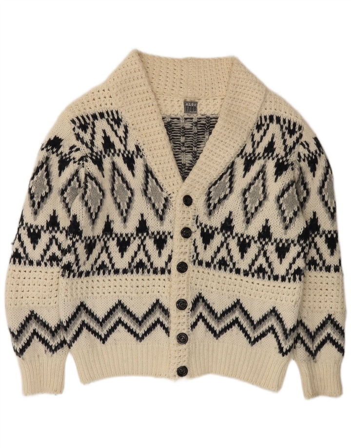 Altatensione Herre cardigan sweater Medium Off White Fair Isle Akryl