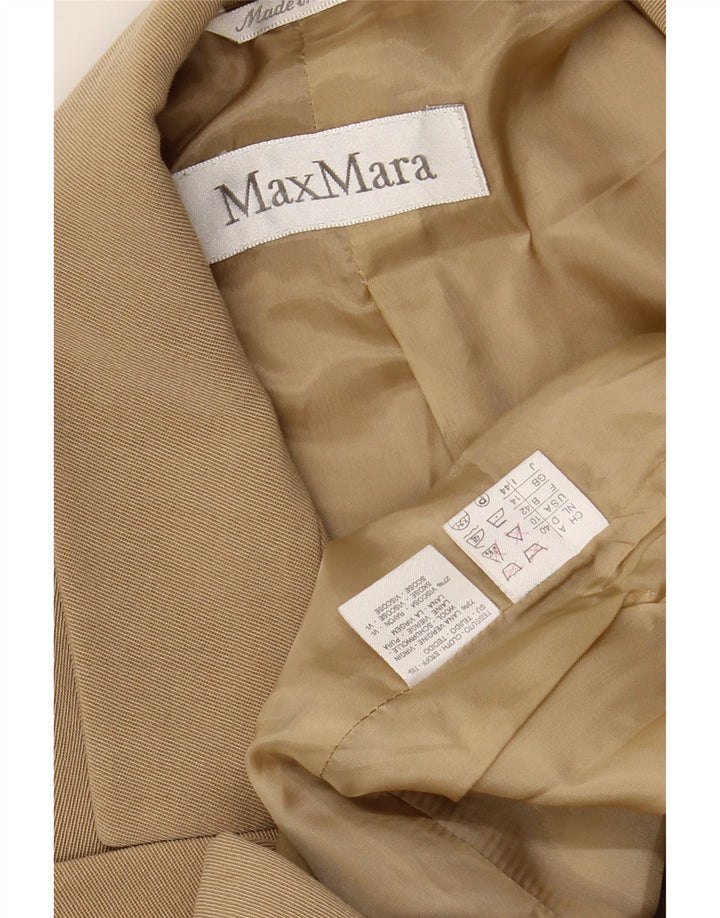 MAX MARA Dame Dobbeltradet Blazer Jacket UK 14 Stor Beige Uld