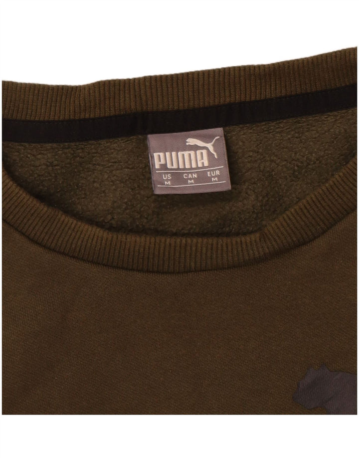 Puma Herre Grafisk Sweatshirt Jumper Medium Khaki Bomuld