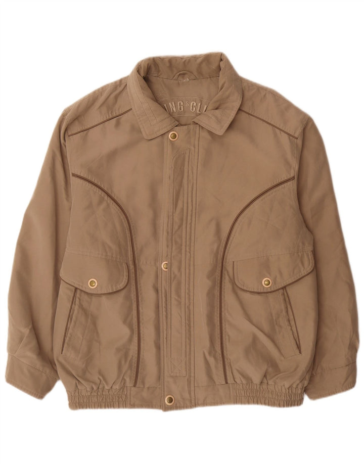 Vintage Bomberjakke til mænd UK 40 Large Beige Polyester