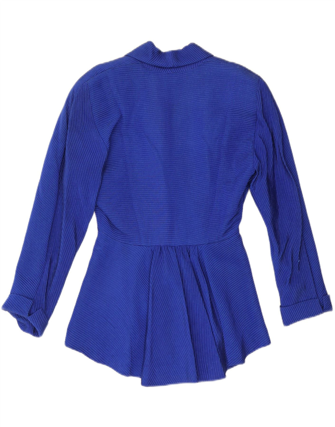 VINTAGE Dame Blazer Jacket UK 12 Medium Blue Pinstripe Bomuld