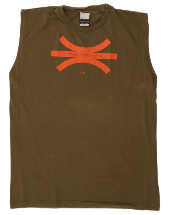 Nike Herre Dri Fit Grafisk Vest Top Stor Khaki Bomuld