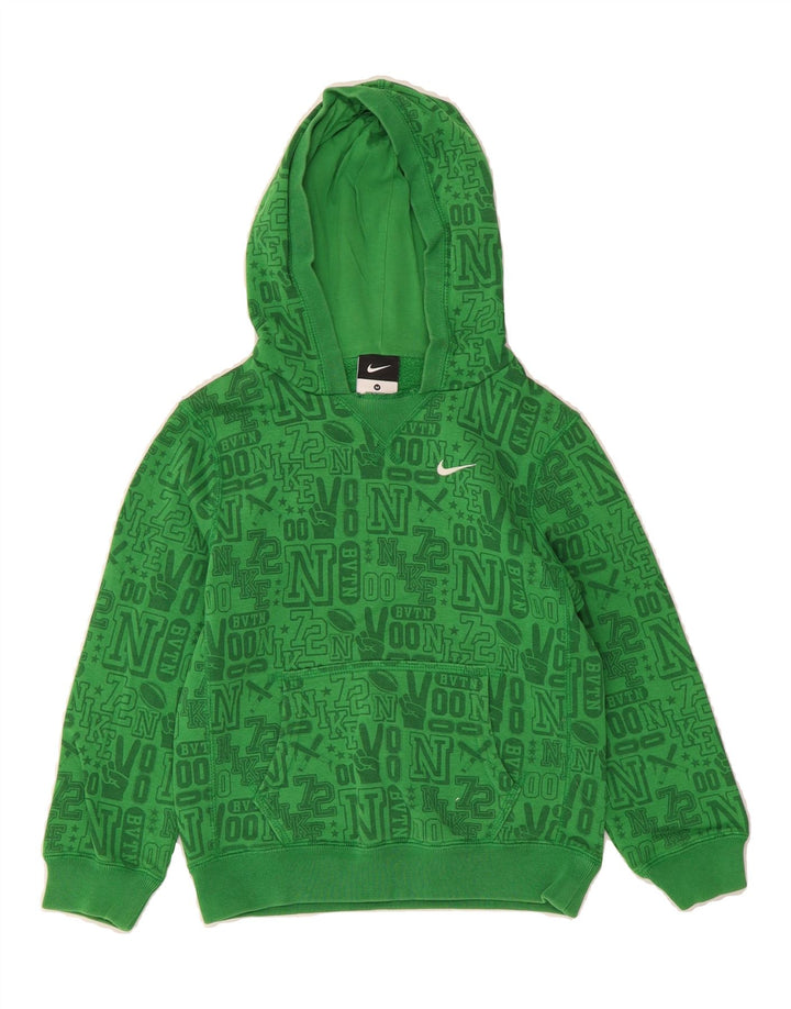 NIKE Boys Graphic Hoodie Jumper 5-6 Years Medium Green Cotton Vintage Nike and Second-Hand Nike from Messina Hembry 