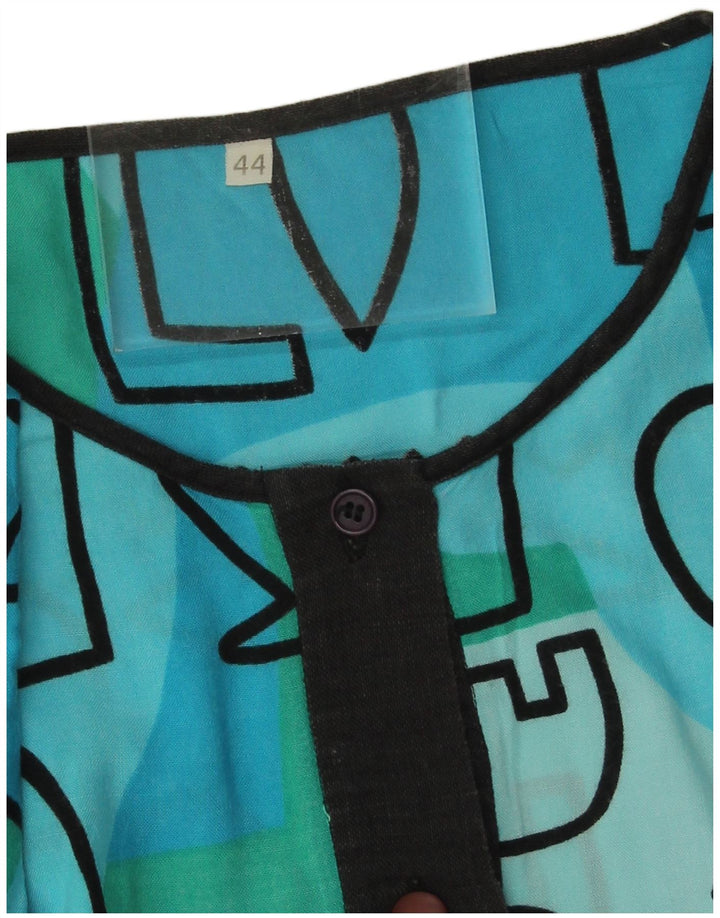Vintage Dame bluse Top EU 44 XL Blå Geometrisk