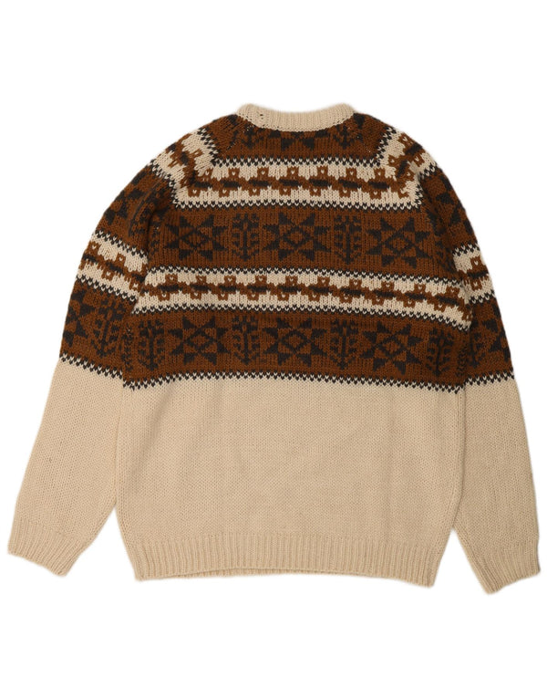 PIAZZA ITALIA Herre sweater med rund hals XL Beige Fair Isle Akryl