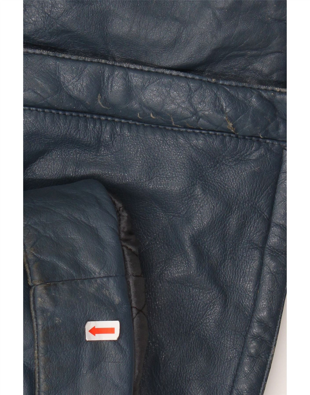 VINTAGE Dame Læderjakke IT 44 Medium Blue Læder