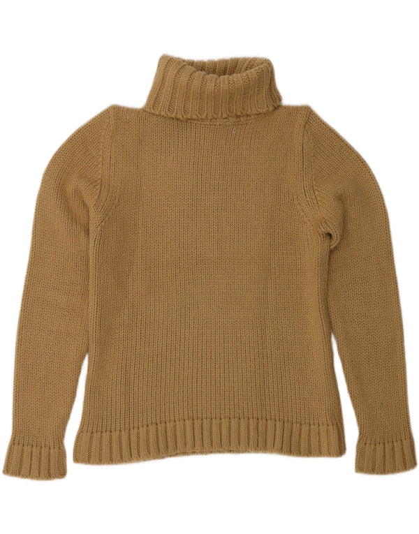 Zara Dame Roll Neck Jumper Sweater UK 14 Stor Brun Akryl