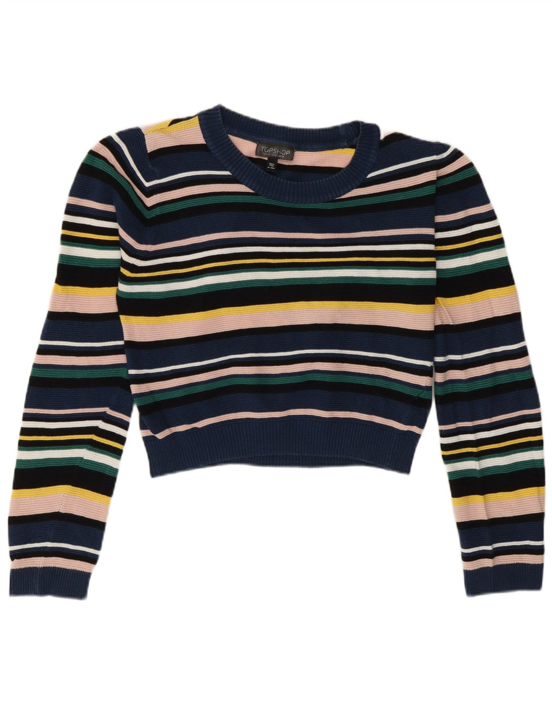 Topshop Dame Boat Neck Jumper Sweater UK 12 Medium Flerfarvet Stribet
