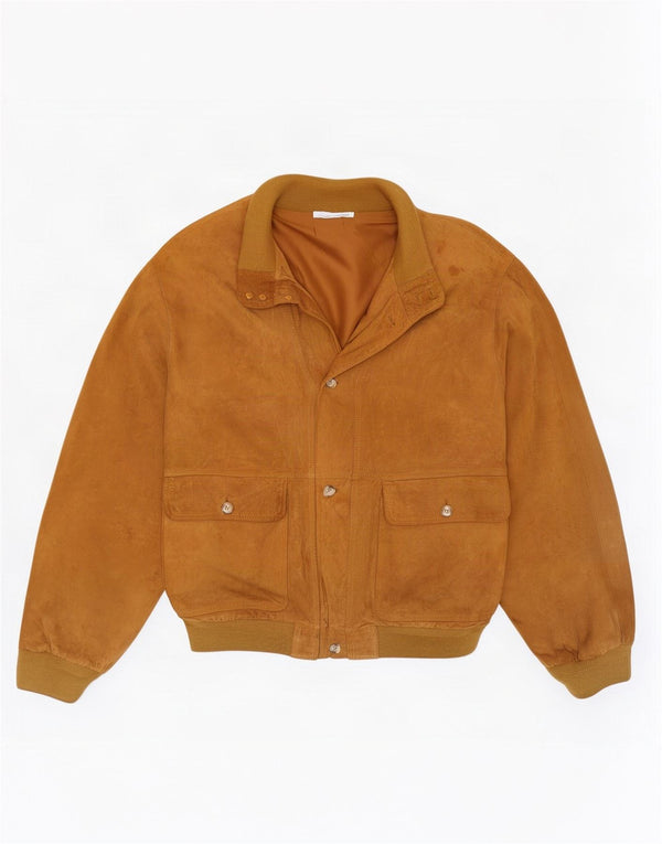 Vintage herre ruskind bomberjakke IT 56 3XL beige læder