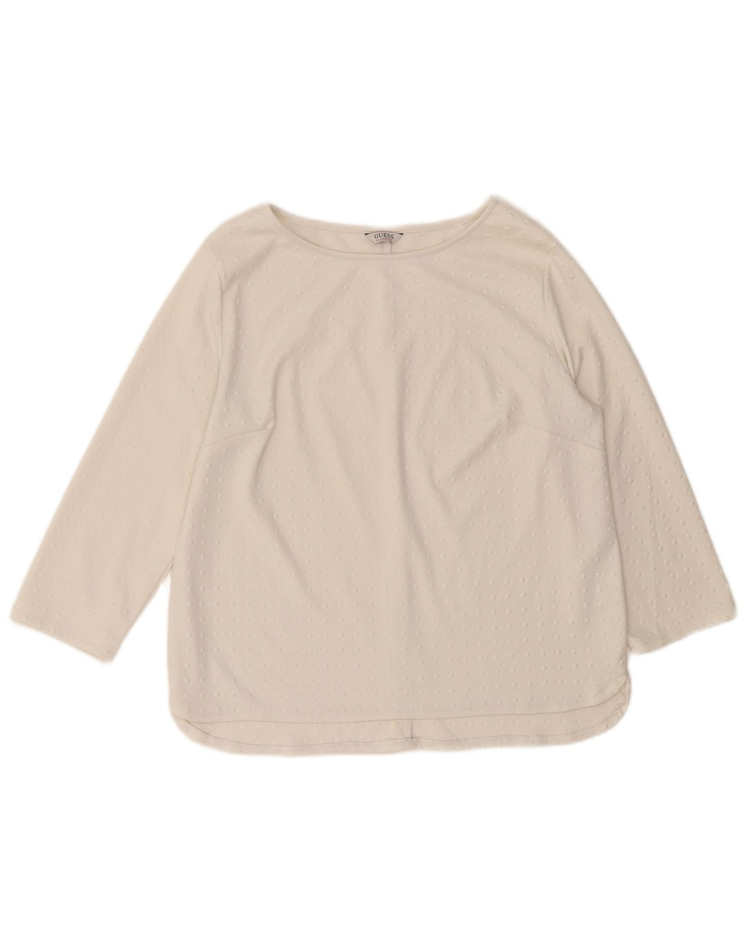 Guess Kvinders Oversized Top 3/4 ærme UK 10 Lille hvid geometrisk polyester