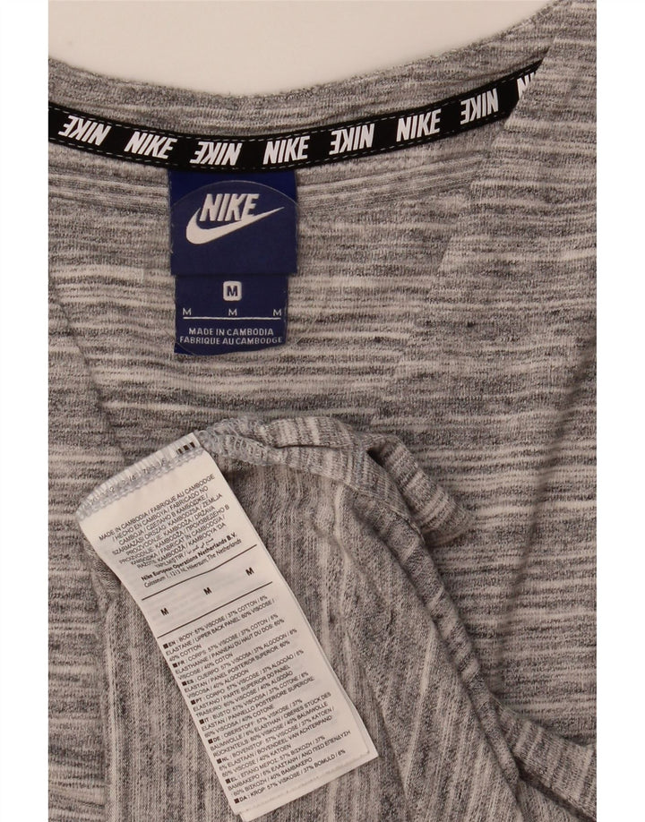 Nike T-shirt top til kvinder UK 14 Mellem grå stribet bomuld