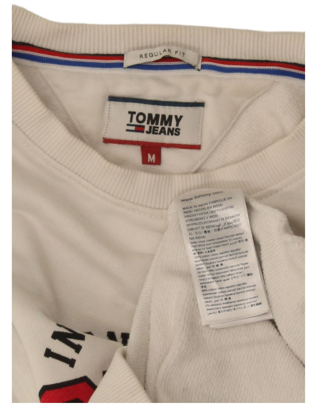 Tommy Hilfiger Herre Regular Fit Sweatshirt Jumper Medium Hvid Bomuld