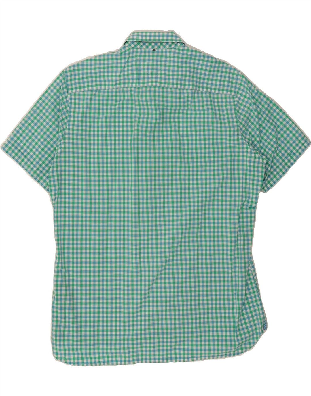 TOMMY HILFIGER Mens Custom Fit Short Sleeve Shirt Large Green Gingham