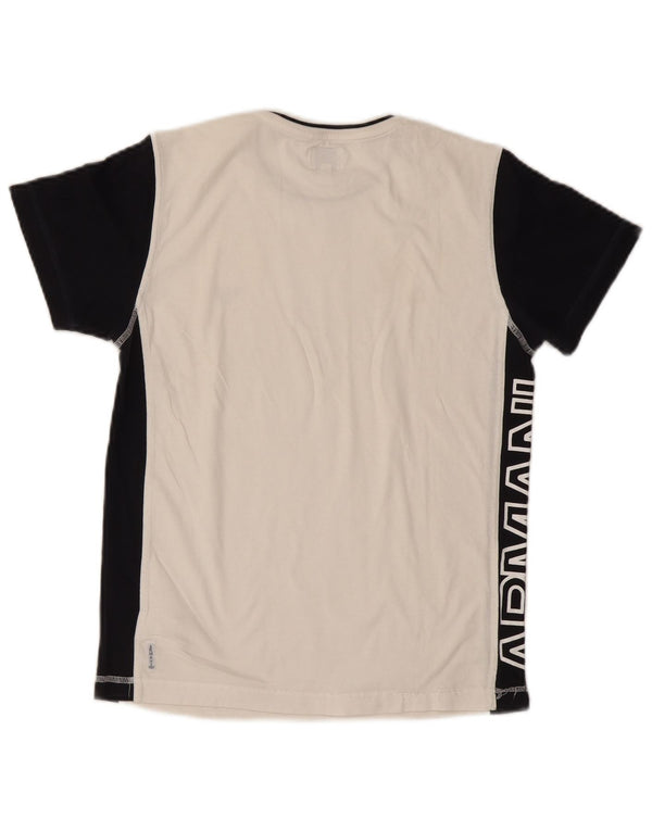 Armani Boys Grafisk T-Shirt Top 13-14 år Hvid Colourblock Bomuld