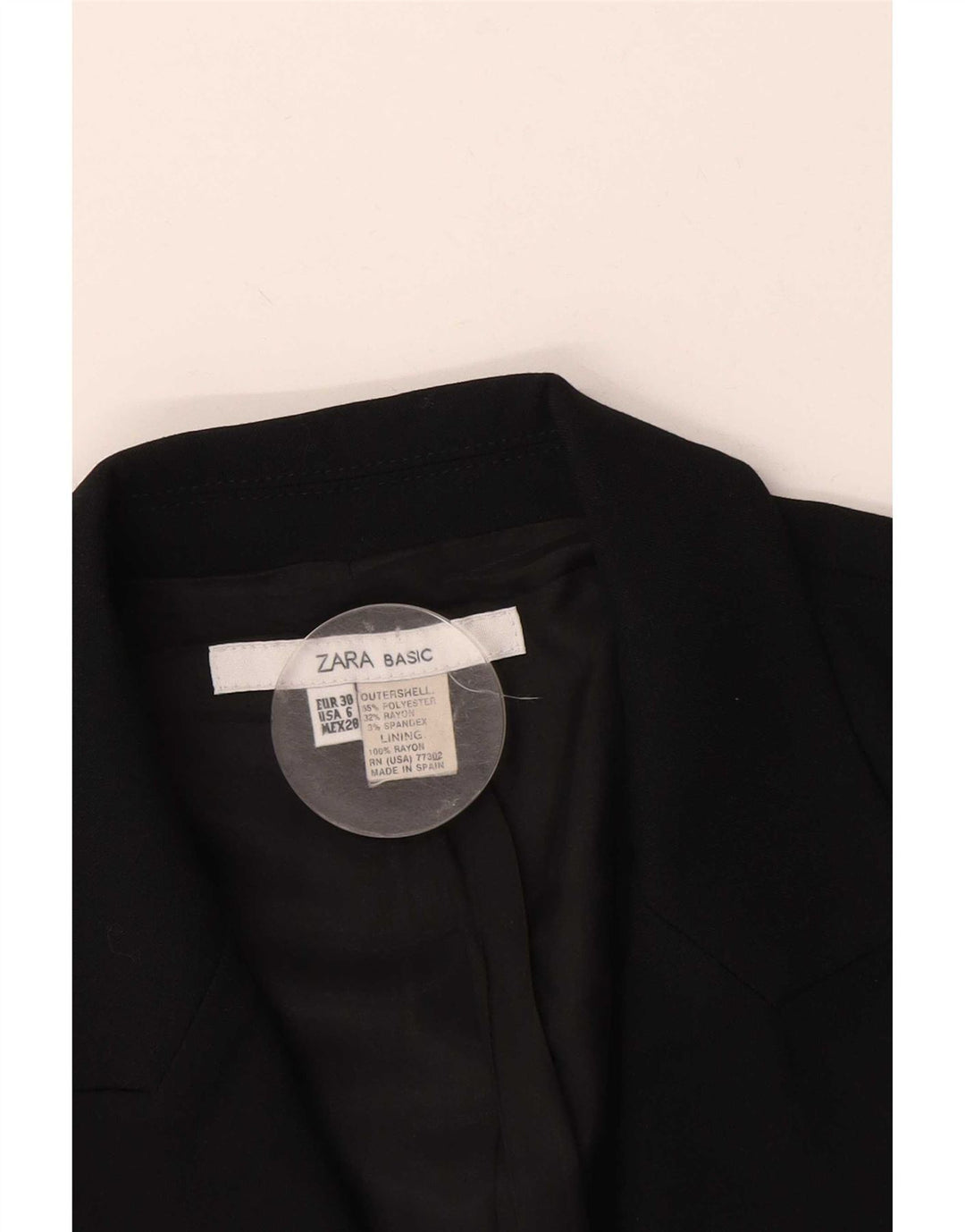 Zara Dame 1-knaps blazerjakke EU 38 Lille sort polyester