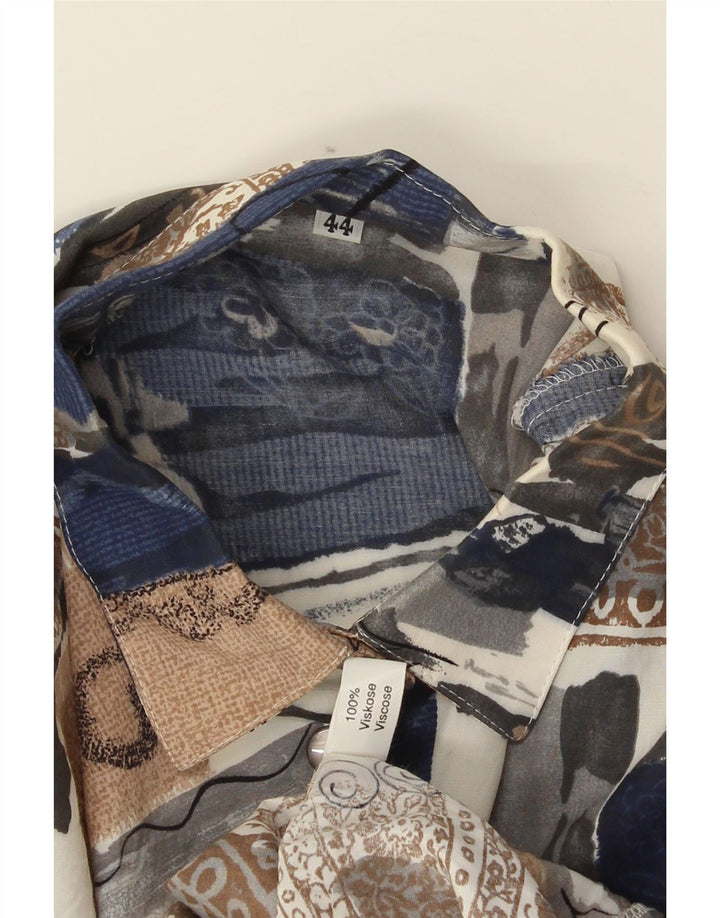 Vintage dameskjorte EU 44 XL flerfarvet patchwork viskose