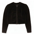 Vintage Dame Open Velvet Bolero Jacket IT 40 Small Black Bomuld
