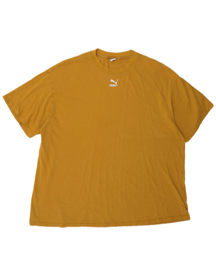 Puma Herre Oversized grafisk T-shirt top XL gul bomuld
