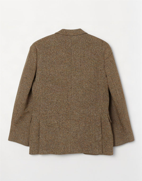Harris Tweed Herre 2 Button Blazer Jacket UK 36 Small Khaki Wool