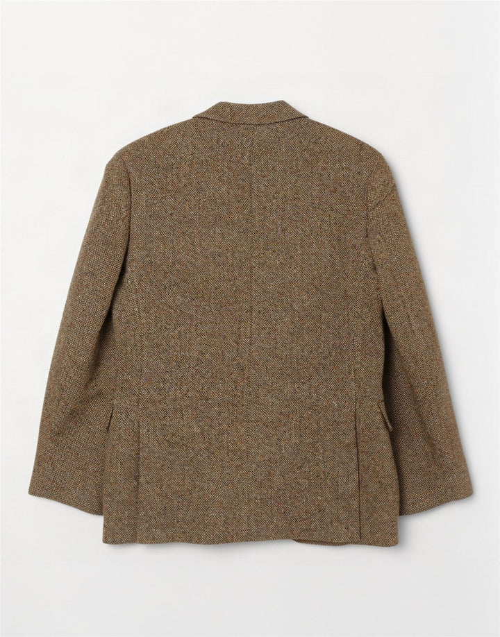 Harris Tweed Herre 2 Button Blazer Jacket UK 36 Small Khaki Wool