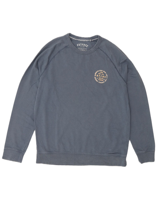 Fat Face Herre Grafisk Sweatshirt Jumper Stor Blå Bomuld