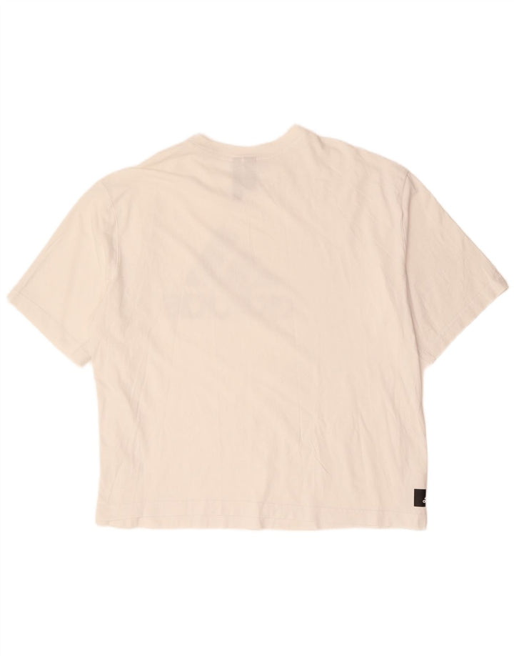 ADIDAS oversized grafisk t-shirt top til kvinder DK 20/22 XL hvid bomuld