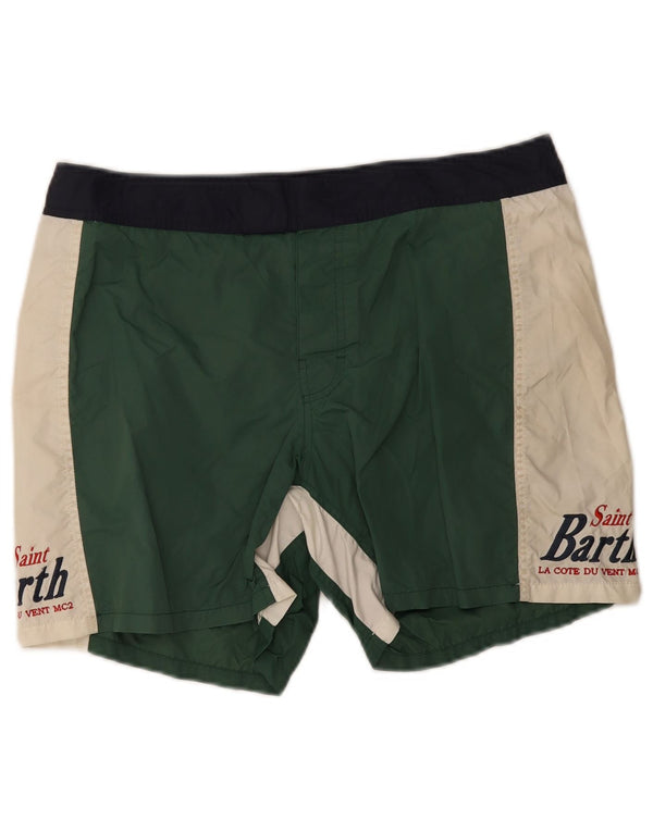MC2 SAINT BARTH Grafiske svømmeshorts til mænd XL Grøn Colourblock Nylon