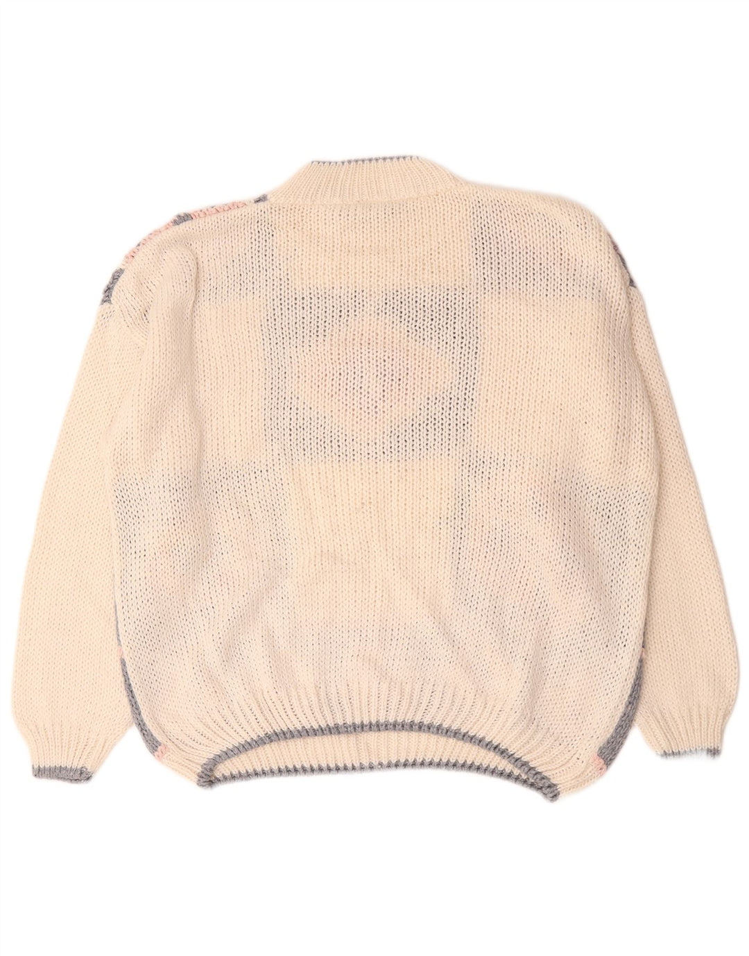 Vintage Dame Turtle Neck Jumper Sweater UK 22/24 3XL Off White Patchwork