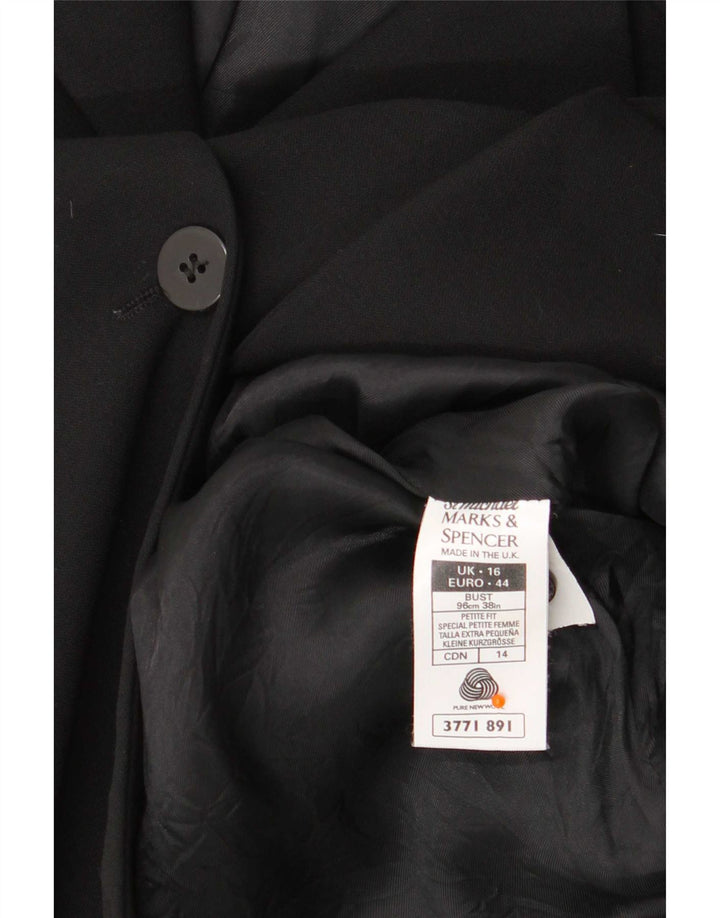 Marks & Spencer Dameoverfrakke UK 16 Large Black New Wool