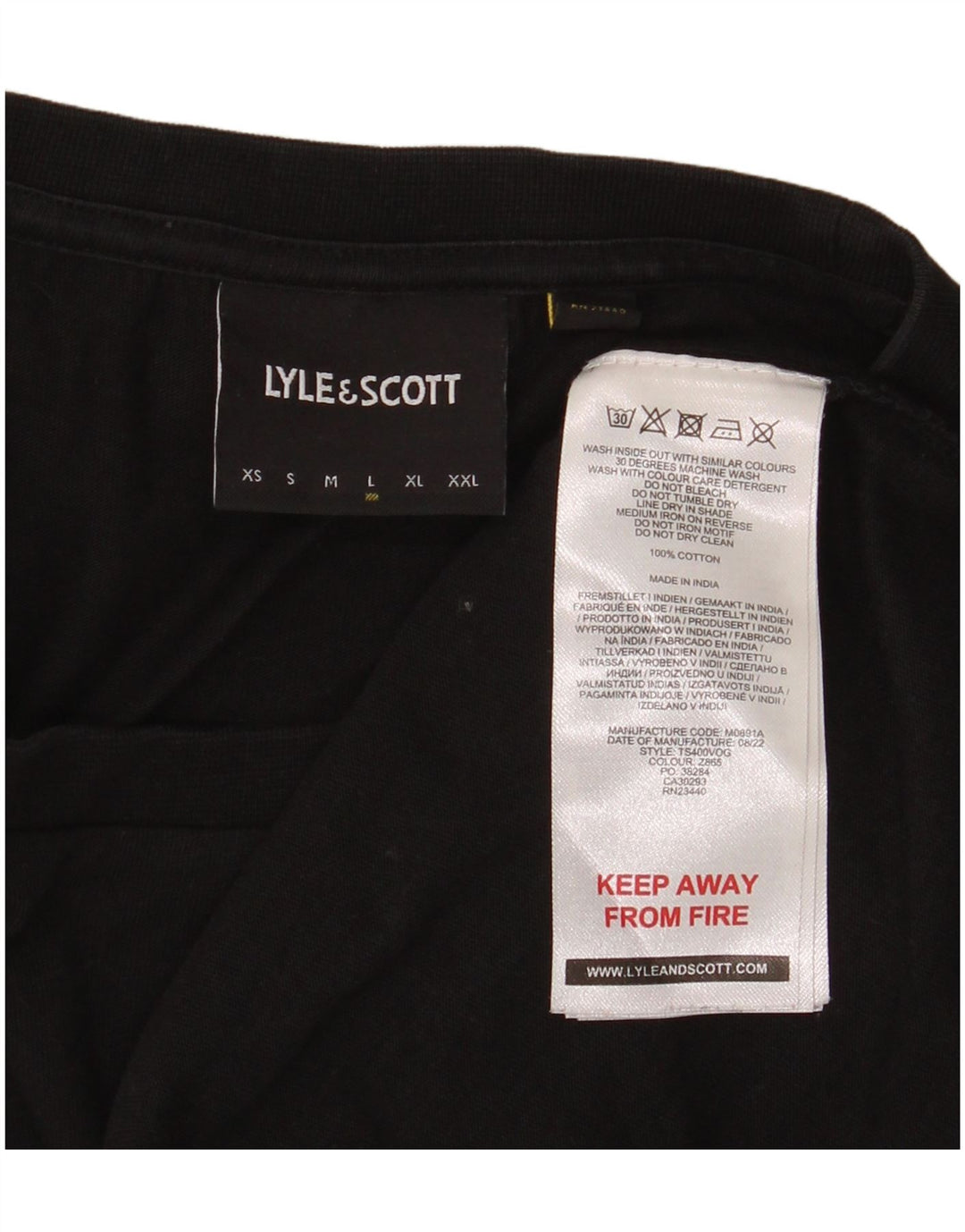 Lyle & Scott Herre T-Shirt Top Stor Sort Bomuld