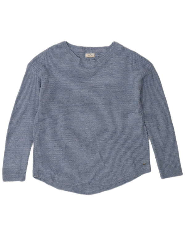 Fat Face Dame Boat Neck Jumper Sweater UK 12 Medium Blue Acryl