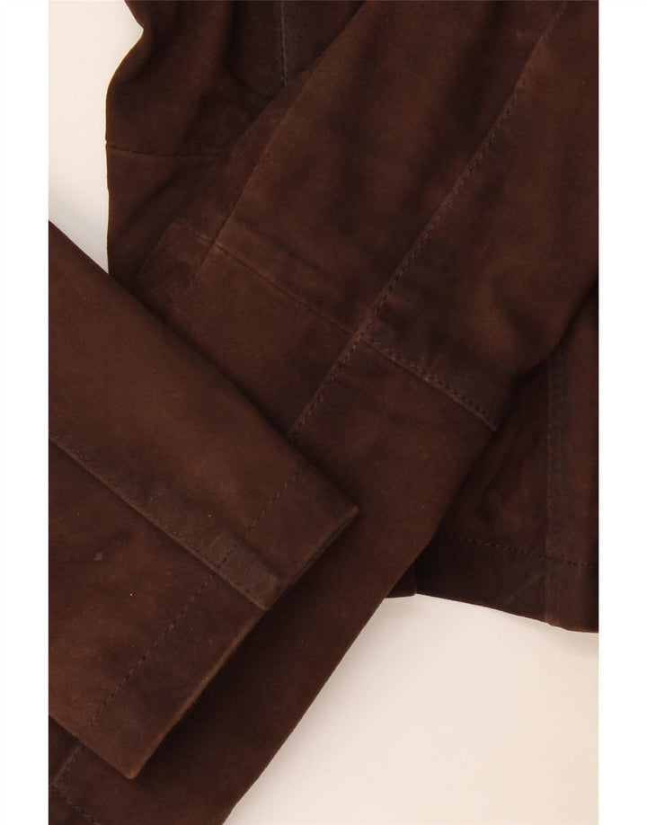 On Stage Womens Læder Biker Jacket IT 38 XS Brun Colourblock Læder