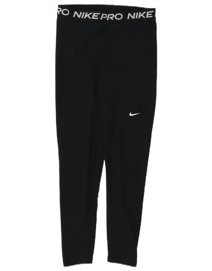 NIKE Dame Dri Fit Grafiske Leggings UK 12 Medium Sort