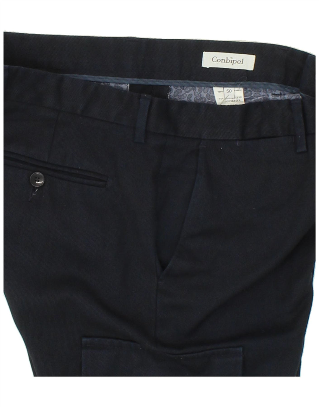CONBIPEL Womens Slim Cargo Trousers IT 50 XL W36 L29 Navy Blue Polyester Vintage Conbipel and Second-Hand Conbipel from Messina Hembry 