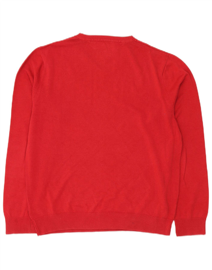 Tommy Hilfiger Herre V-hals sweater Stor rød bomuld