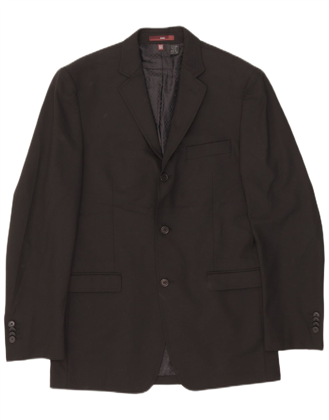Zara Herre 3-knaps blazerjakke EU 48 Medium Sort Polyester