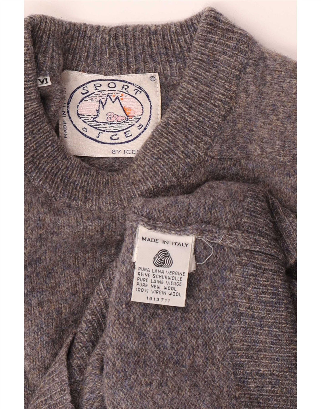 Iceberg Herre Crew Neck Jumper Sweater Medium Grey Virgin Wool
