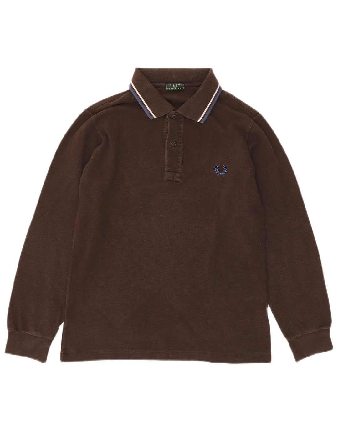 FRED PERRY Langærmet drenge poloshirt 13-14 år brun bomuld