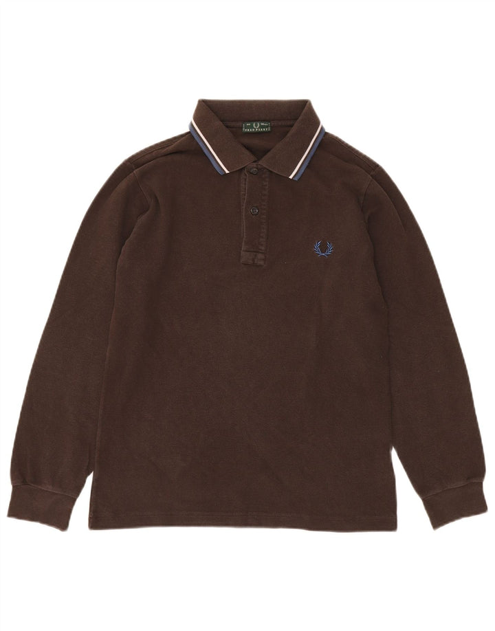 FRED PERRY Langærmet drenge poloshirt 13-14 år brun bomuld