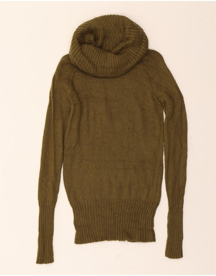 J. CREW Womens Roll Neck Jumper Sweater UK 10 Small Khaki Acrylic Vintage J. Crew and Second-Hand J. Crew from Messina Hembry 
