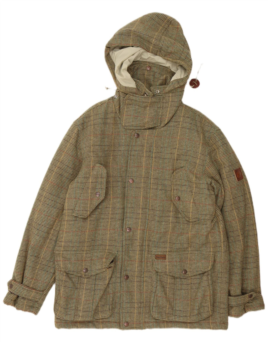 Penfield Herre hættepolstret jakke UK 38 Medium Khaki Houndstooth