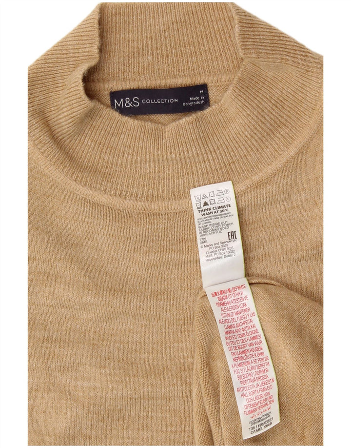 MARKS & SPENCER Womens Turtle Neck Jumper Sweater UK 12 Medium Beige