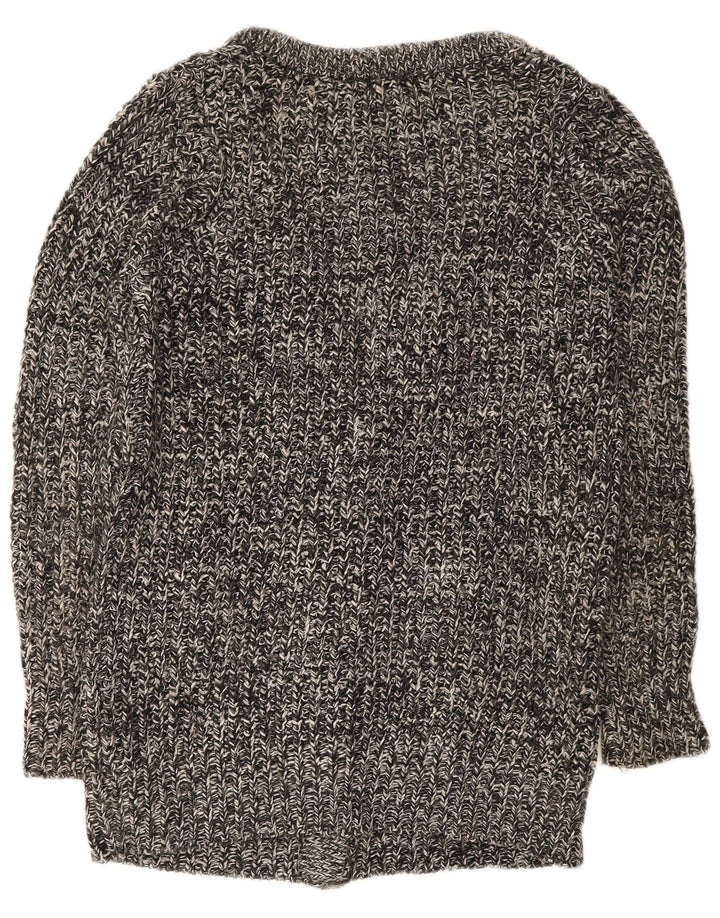 Zara Womens Longline Cardigan Sweater UK 14 Medium Grey Flecked Acryl