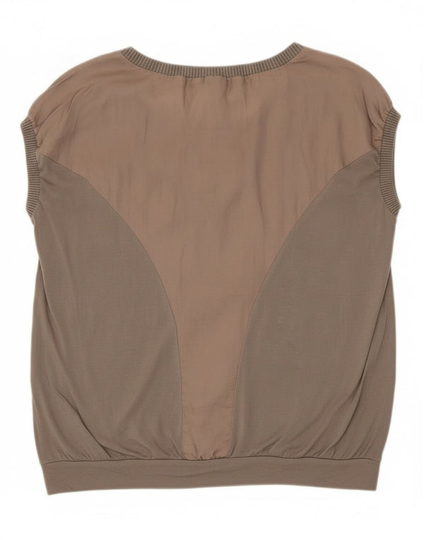 Trussardi Jeans Dame T-Shirt Top UK 10 Small Grey Colourblock