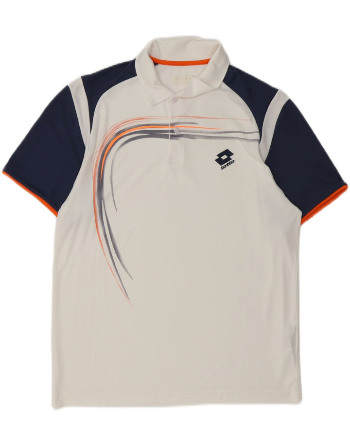 Lotto Herre Grafisk Polo Shirt Stor Hvid Colourblock Polyester