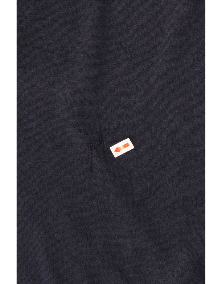 Massimo Dutti Herre Polo Neck Jumper Sweater Stor Marineblå Bomuld