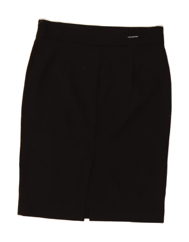 MOSCHINO Womens Pencil Skirt UK 16 Large W34  Black Polyester Vintage Moschino and Second-Hand Moschino from Messina Hembry 