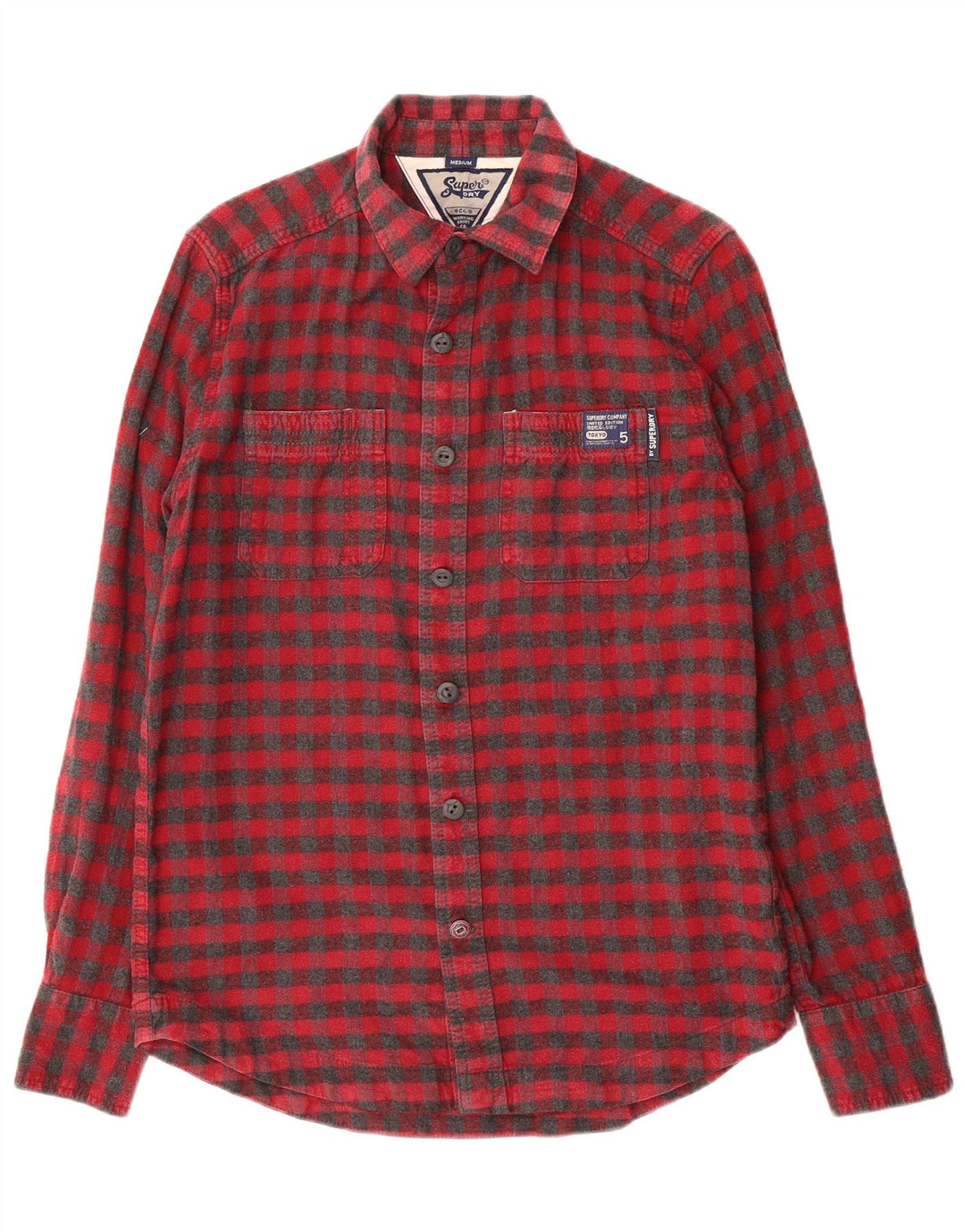 Superdry Flanelskjorte til mænd Medium Rød Gingham Bomuld